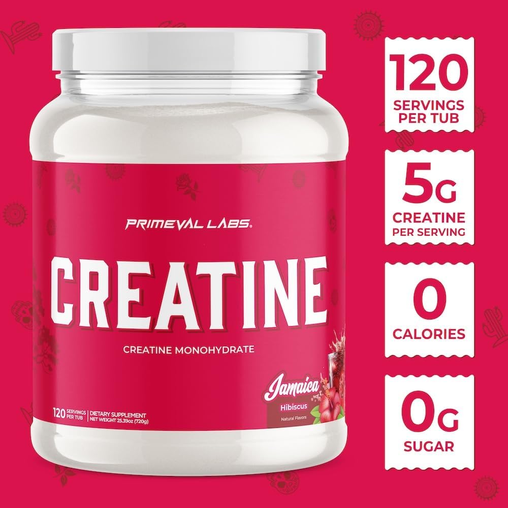 Primeval Labs Monohidrato de creatina | Recuperación muscular + constructor para hombres y mujeres